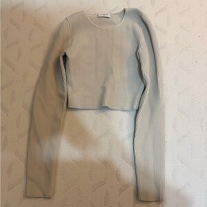 Babaton Ribbed Crop Top - Light Gray